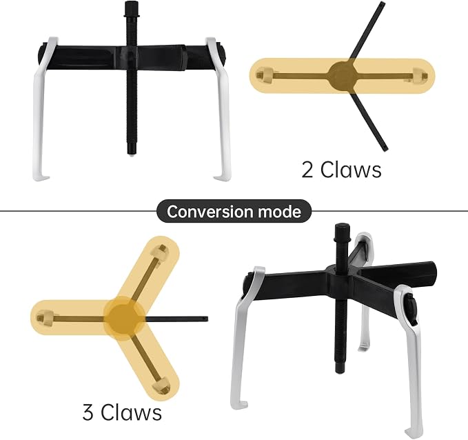 ChgImposs 2 Jaw 3 Jaw Gear Puller, Adjustable Bearing Puller, Reversible Removal Tool for Internal External Pulling, Puller Tool for Removal of Pulleys Flywheels Bearings Gears (12 Inch)