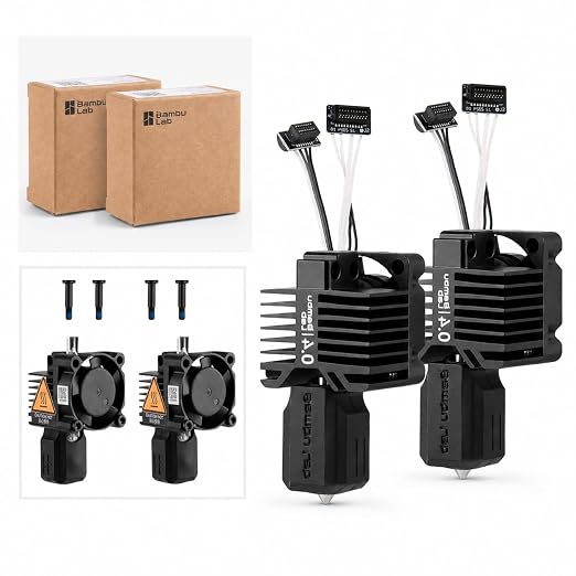 2-Pack Hotend Complete Kit for Bambu Lab P1P/P1S – Full Assembly Hardened Steel Nozzle with Ceramic Heater, 0.4mm Nozzle, Cooling Fan & Heating Block | Bambu P1S Hotend Replacement for 3D Printing