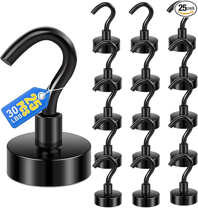 LOVIMAG Magnetic Hooks, Cruise Essentials 2026, 12 Pack-30LBS | Heavy Duty Strong Magnet Hook for Cruise Cabin, Refrigerator Fridge, Ship, Classroom, Kitchen Grills, Black