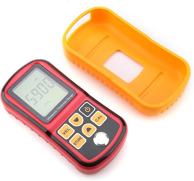 Digital Ultrasonic Thickness Large LCD Display Sound Speed Meter Auto Calibration 5MHz 1.2-300mm for Metal Steel Plate Plastic Ceramic (Without Battery)