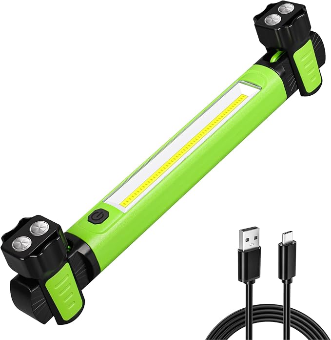 Work Light, 2500LM Bright LED Work Lights, 5200mAh Rechargeable Magnetic Underhood Work Light with Hooks, Cordless Battery Powered Mechanic Light for Car Repairing/Inspection/Garage/Workshop/Emergency