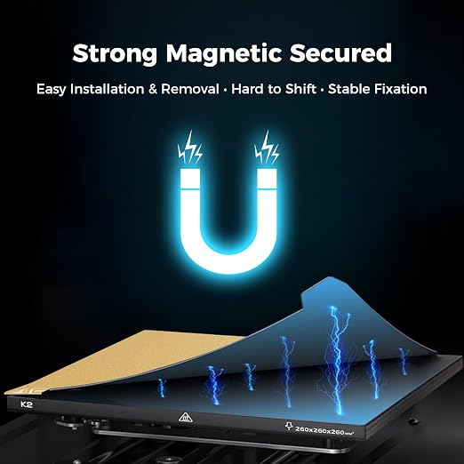 Creality K2 Build Plate Original 293x270mm Dual Side Textured Golden PEI Coating Spring Steel Magnetic Bed Plate 3D Printer Build Plate for Creality K2