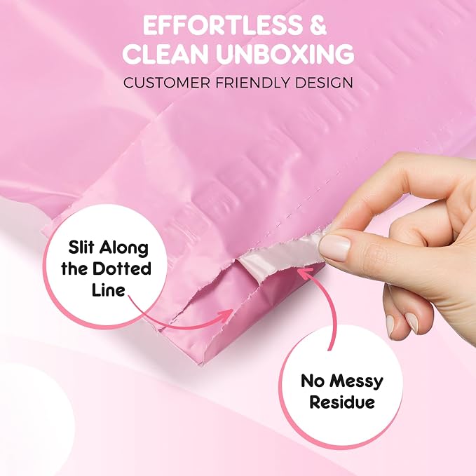 Fuxury Poly Mailers 12x15.5" 300PC Pink Shipping Bags for Clothing with Easy-Open Tear Strip & Easy-Store Hanging Holes, Strong Self-Seal Waterproof Shipping Envelopes Mailing Bags for Small Business