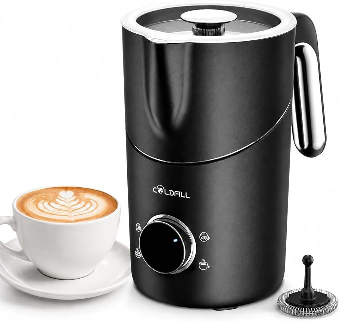 21.16oz/600ml Milk Frother, 8-in-1 Automatic Milk Frother and Steamer, Electric Hot & Cold Foam Maker, Ergonomic Grip Stainless Steel Detachable Frother for Coffee, Latte, Cappuccino