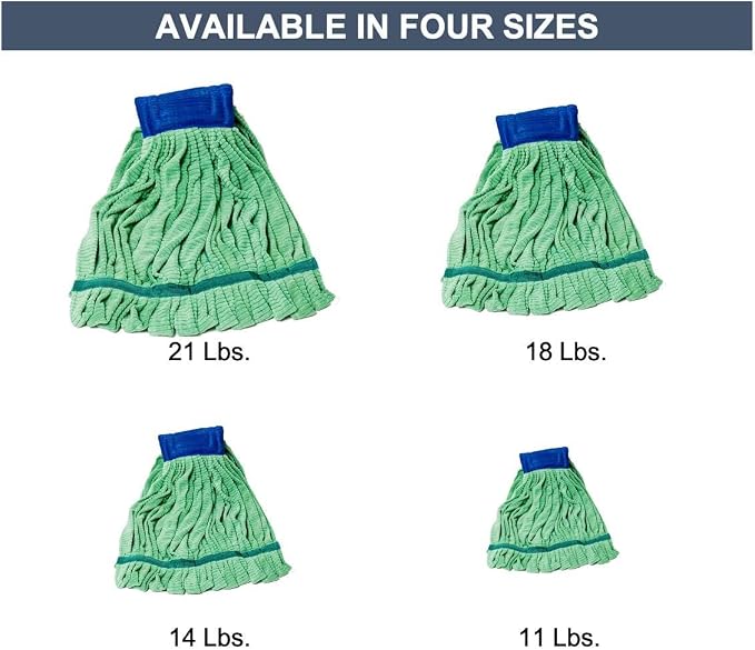 Arkwright Microfiber Tube Mop Head Replacement - Heavy Duty, Lint Free, Super Absorbent & Bleach-Safe, Janitorial Essential for Commercial & Industrial Floor Cleaning, 14 oz, Green