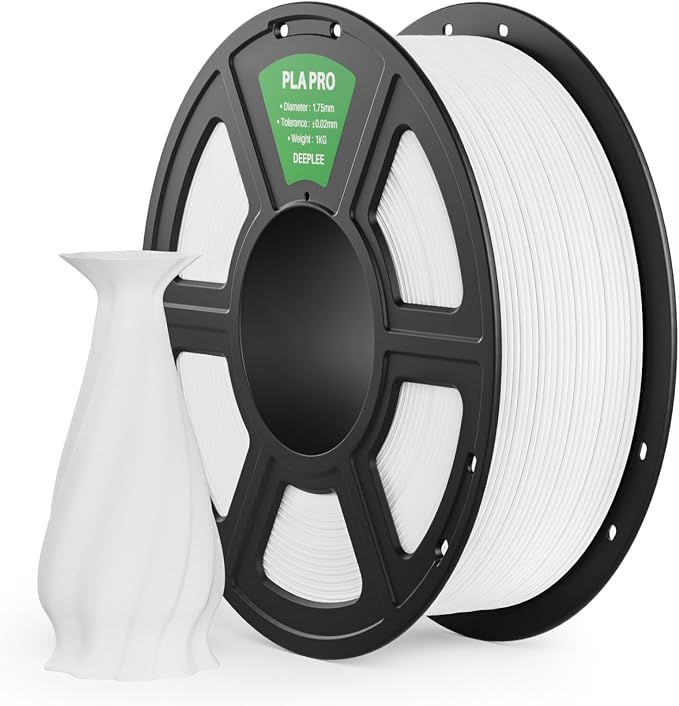 PLA PRO Filament 1.75mm, Stronger Toughness 3D Printer Filament, PLA Filament Dimensional Accuracy +/- 0.02 mm, Neatly Wound, Fits Most FDM 3D Printer, 1KG White