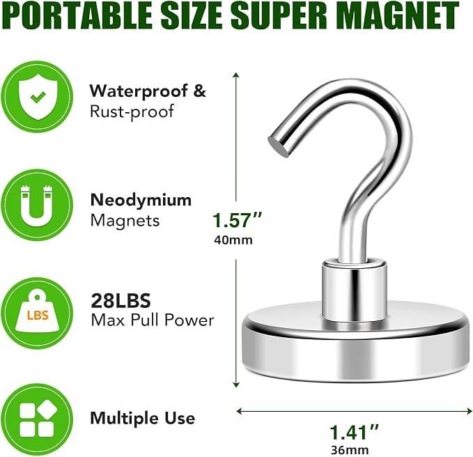 MIKEDE Magnetic Hooks 170lbs Strong Magnets Hook 18 Pack | Heavy Duty Extra Strong Cruise Hook for Hanging Industrial Metal Refrigerator Hooks for Cruise Cabins Fridge Kitchen Grill
