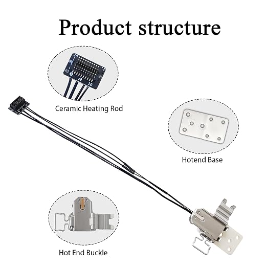 P2S Hotend Heating Assembly Kit All Metal Base Clip for Bambu Lab 3D Printer | Hot End Heat Assembly with Thermistor & Heater Cartridge, Ceramic Zirconia Insulated Base, 2200°C Heat-Resistant, Quick-Swap