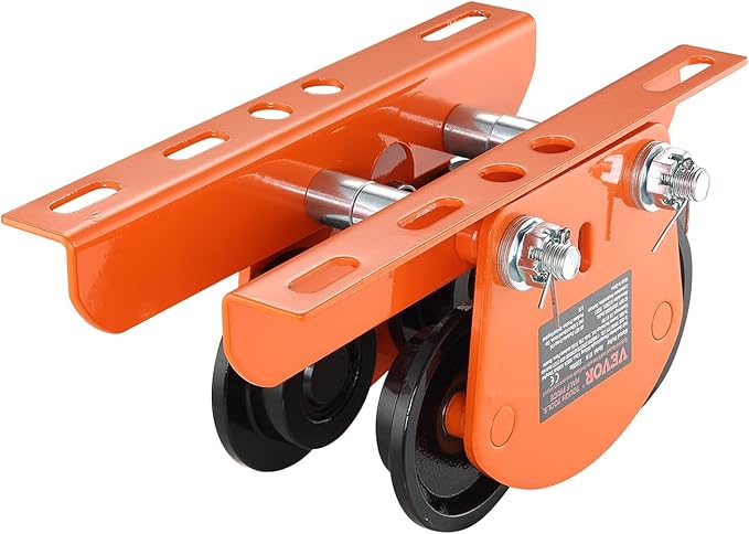 VEVOR Electric Hoist Manual Trolley, 2200 lbs/1 Ton Capacity for PA200 PA250 PA300 PA400 PA500, Push Beam Trolley with Dual Wheels, 2.68"-4.33" Adjustable Beam Flange Width for Straight Curved I Beam