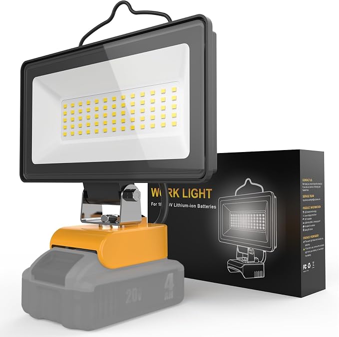 2026 Upgraded Cordless LED Work Light for Dewalt 20V Battery,148W 14800LM Dual Brightness Jobsite Light with USB-C Charging,Low Voltage Protection for Car Repair,Construction & Emergency