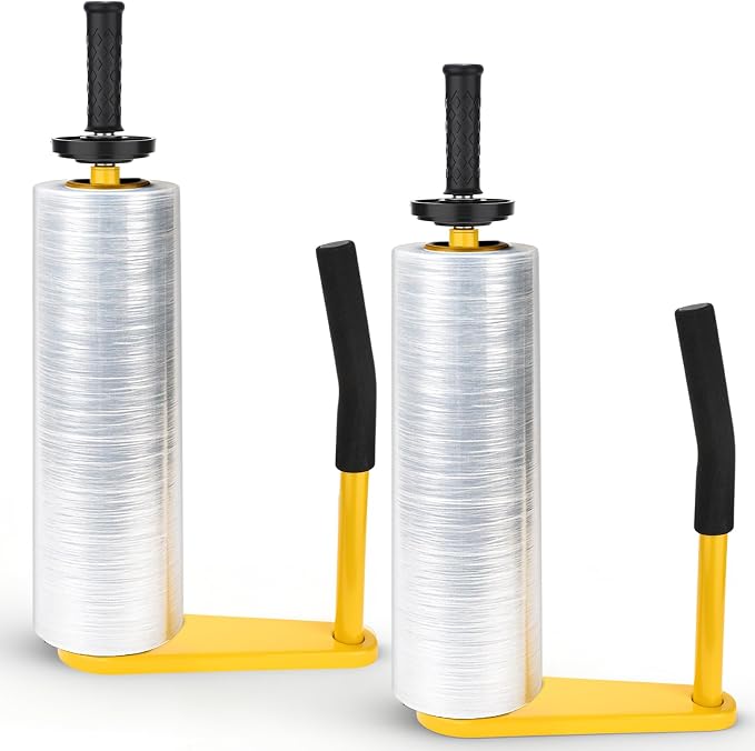 Stretch Film Dispenser Heavy Duty Industrial Stretch Wrap Handle Adjustable 14-20 Inch Pallet Wrap Dispenser Compatible with 2" & 3" Core Rolls Warehouse Packaging Tool for Shipping Moving(2 Pack)