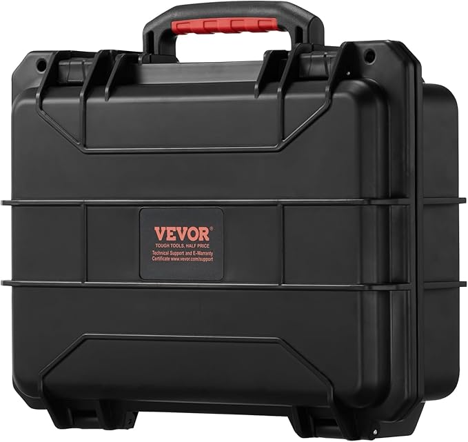 VEVOR Weatherproof Hard Case, Heavy Duty Protective Dry Box with Pre-cut Foam, Retractable Pull Handles for Travel, Hunting, Military, Tactical, IP67 Waterproof Case for Cameras(14.96x11.81x5.51)