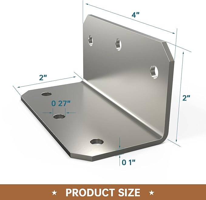 L Bracket Corner Brace(15PCS), 4 Inch Galvanized Medium L Angle Iron Heavy Duty, Joint Fastener Brackets,90 Degree Right Angle Corner Bracket for Wood Furniture Frame Fence