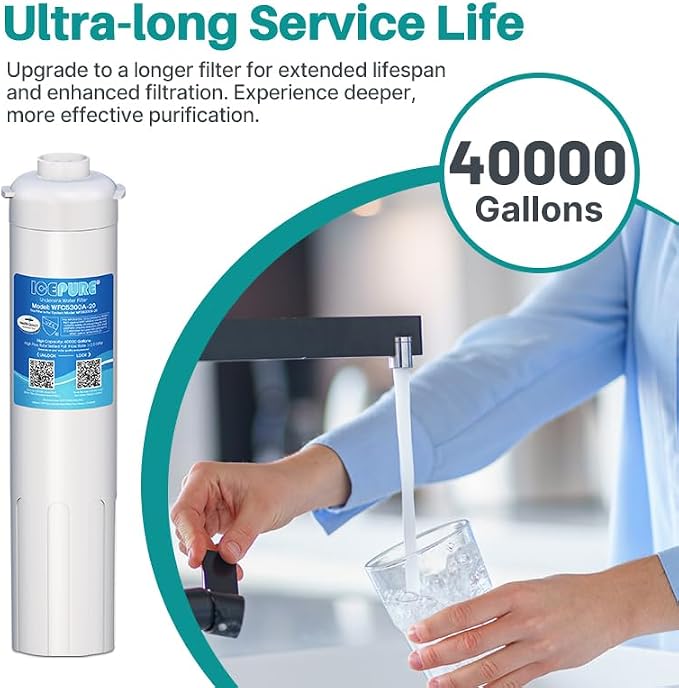 ICEPURE WFC5300A-20 Filter Replacement for WFS5300A-20 Under Sink Water Filter System, 5 Years or 40K Gallons Ultra High Life, Removes Heavy Metals, Chlorine, Odor, NSF/ANSI CAN 372 & 42 Certified