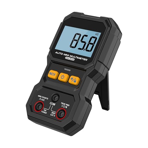 DM202 Mini Multimeter, 4000 Counts True RMS Auto-Ranging, NCV, Voltage/Current/Resistance/Continuity, Data Hold Backlight, Portable Pocket Meter for Auto Home Electrical Test