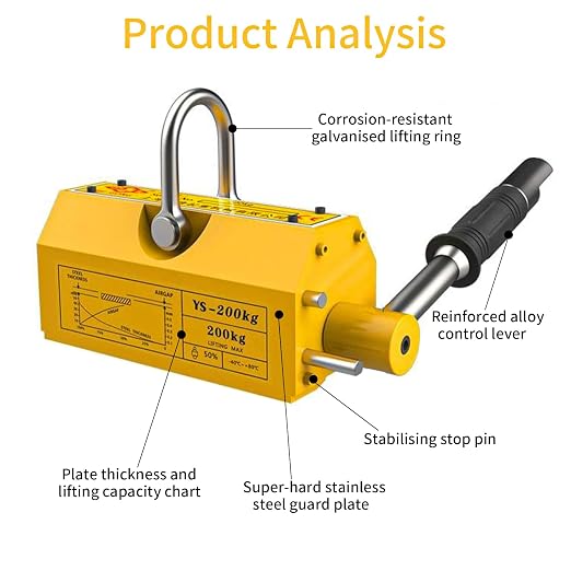 440 lb/200kg Magnetic Lifter, Permanent Magnetic Lifter with Release, for Lifting Plate Steel, Board, Used in Shop Crane, Hoist, Board
