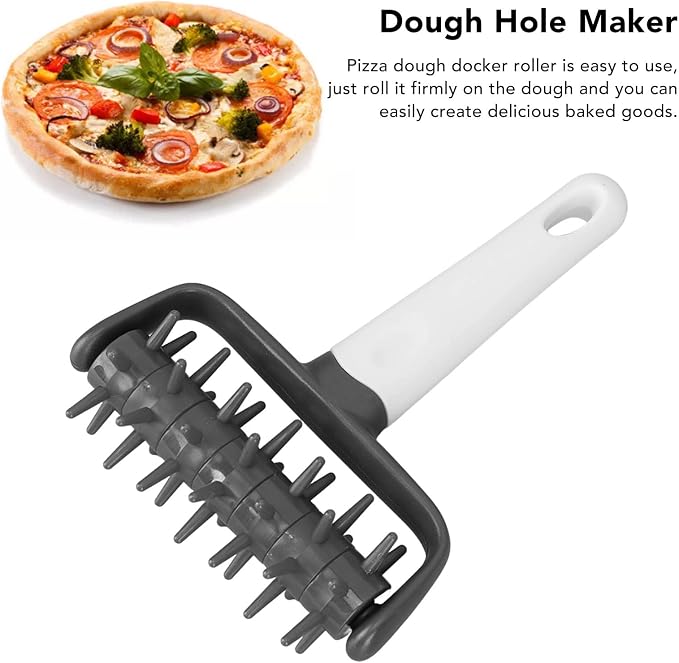 Plastic Pizza Dough Docker, Prevent Blistering Pizza Aerator Dough Dockers Press Time Saver Pastry Roller with Spikes for Home & Commercial Kitchen (Gray)