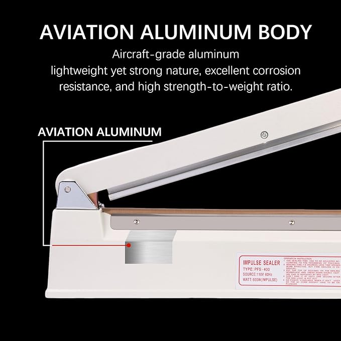16 Inch Commercial Impulse Bag Heat Sealer Machine | Heavy duty manual bag sealer with 3mm wide seal strip & aluminum body. Fast and durable for mylar, plastic & shrink bags.