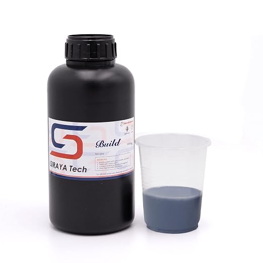 Siraya Tech Build 3D Printer Resin - High Precision Engineering Resin, Non-Brittle, Tappable, Low Warp & Shrink, for Detailed Models & Functional Parts and 8K LCD 3D Printers (Sonic Grey, 1kg)