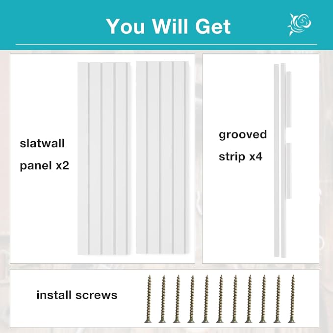 NeatiEase Slatwall Panel Wall Storage Systems, 2 x 4ft Slat Wall Paneling Garage Wall Organizer, Heavy Duty Wall Mounted PVC Wall Rack (White)