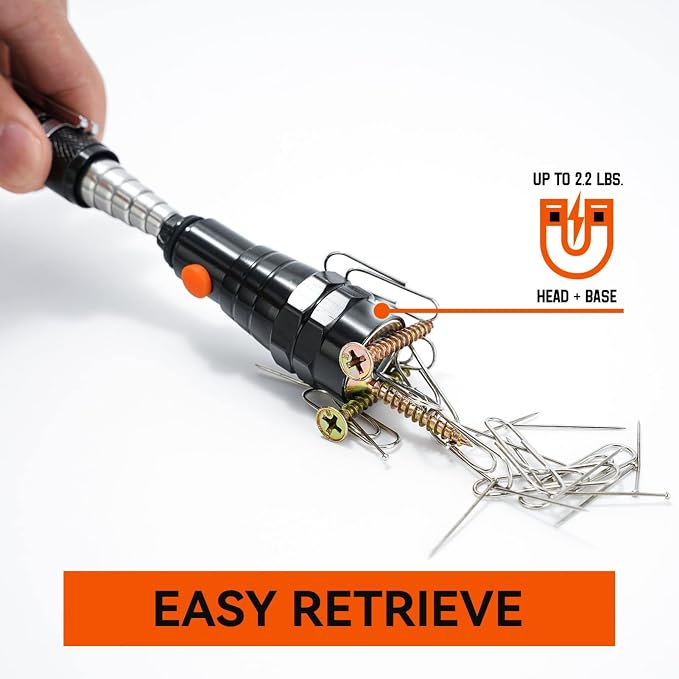 VIBELITE Gifts for Men, Magnetic Pickup Tool with LED, Telescoping Magnet Flashlight, Cool Gadgets Birthday Gifts for Him, Dad, Teen Boys, Husband, Handyman, Boyfriend, Mens Gifts, Black