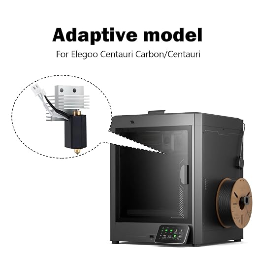 0.4MM Ceramic Hotend Kit Clog-Free Extruder for Elegoo Centauri Carbon/CC, Hardened Steel Brass Nozzles, 320°C Heat-Resistant All-Metal Hot End, Rapid Printing with 2PC Silicone Cover&2PC Nozzle Brush