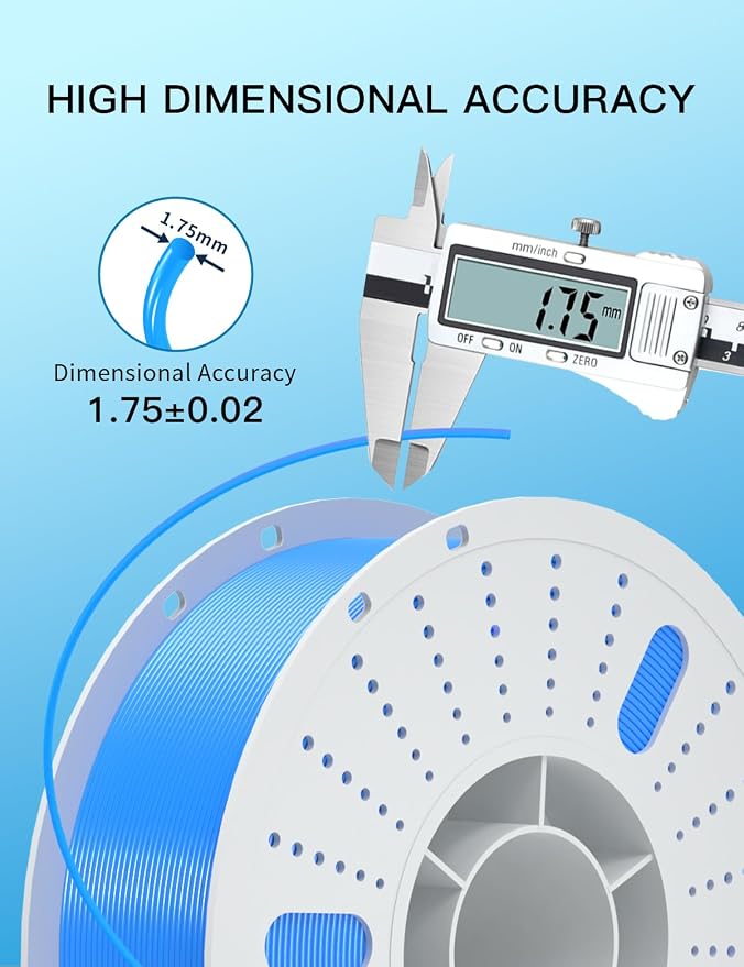 PINBALL PETG 3D Printer Filament 1.75mm High Precision Durable Moisture-Proof Strong Filament Mith Better Flow Dimensional Accuracy +/- 0.02mm Suitable for Most FDM 3D Printers 2 Kilograms Blue