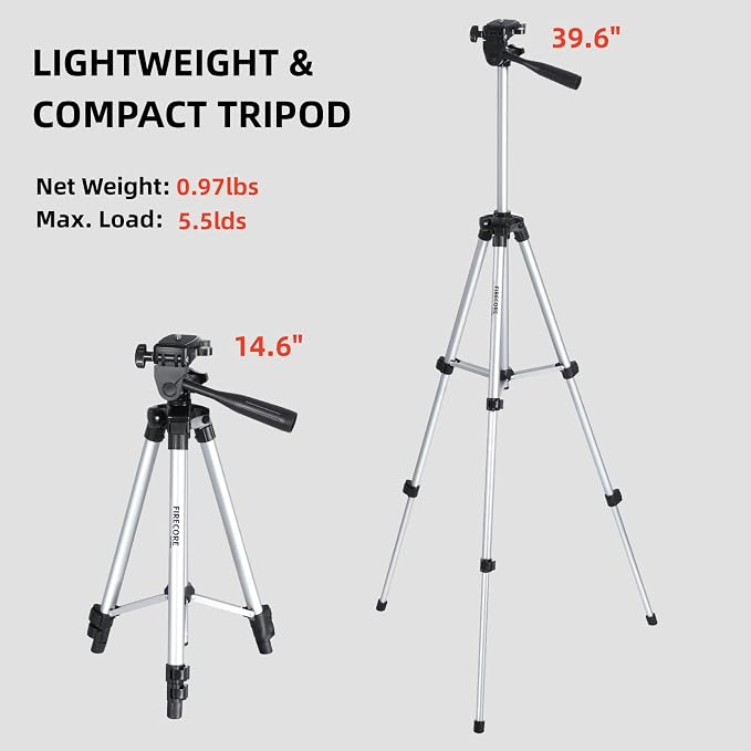 Firecore 360° Self Leveling Cross Line Laser Level with Tripod and Compatible FD30 Laser Detector