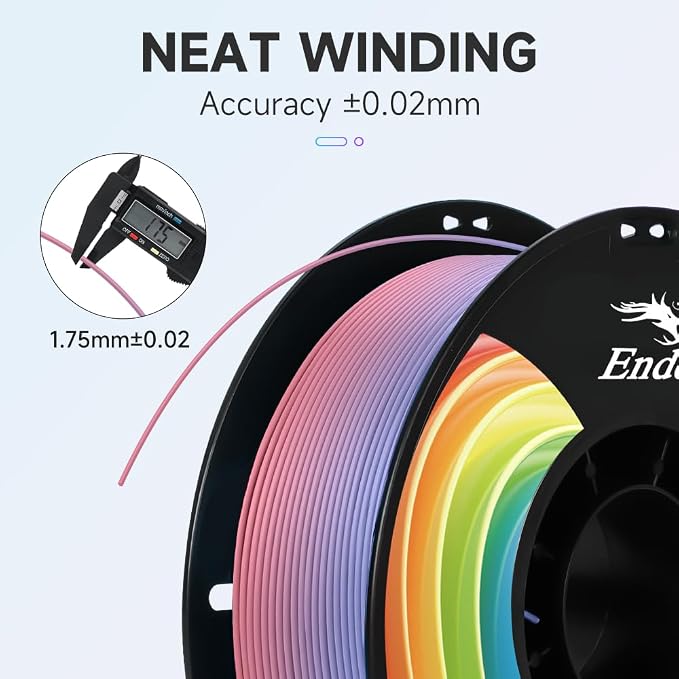 Creality 3D Printer Filament, PLA Plus Filament 1.75mm Rainbow, PLA Pro Toughness Upgraded Dimensional Accuracy +/- 0.03mm, 2 * 1KG Spool Ender PLA+ Filament for Most 3D Printer