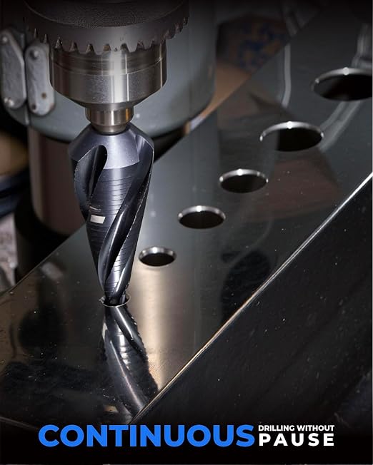 toolant Four Spiral Flute Cobalt Step Drill Bit(Pro), 1/8"-1/2" Impact Ready Unibit Step Drill Bit, 1/4" Hex Shank Unibit for Metal, Stainless Steel, Aluminum, Plastic