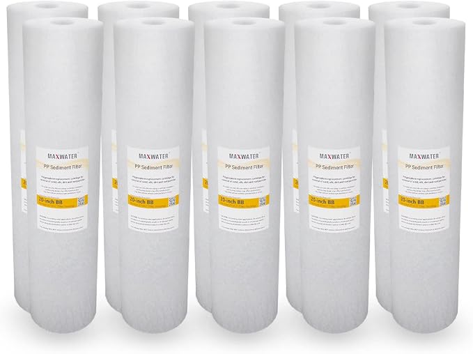 Max Water 5 Micron 20 x 4.5 Sediment Filter 20 inch Whole House BB Water Filtration System Replacement Compatible Cartridge DGD-5005-20, FP25B, AP810-6, FPMB5-20, P5-20, 155358-43, SDC-45-2005