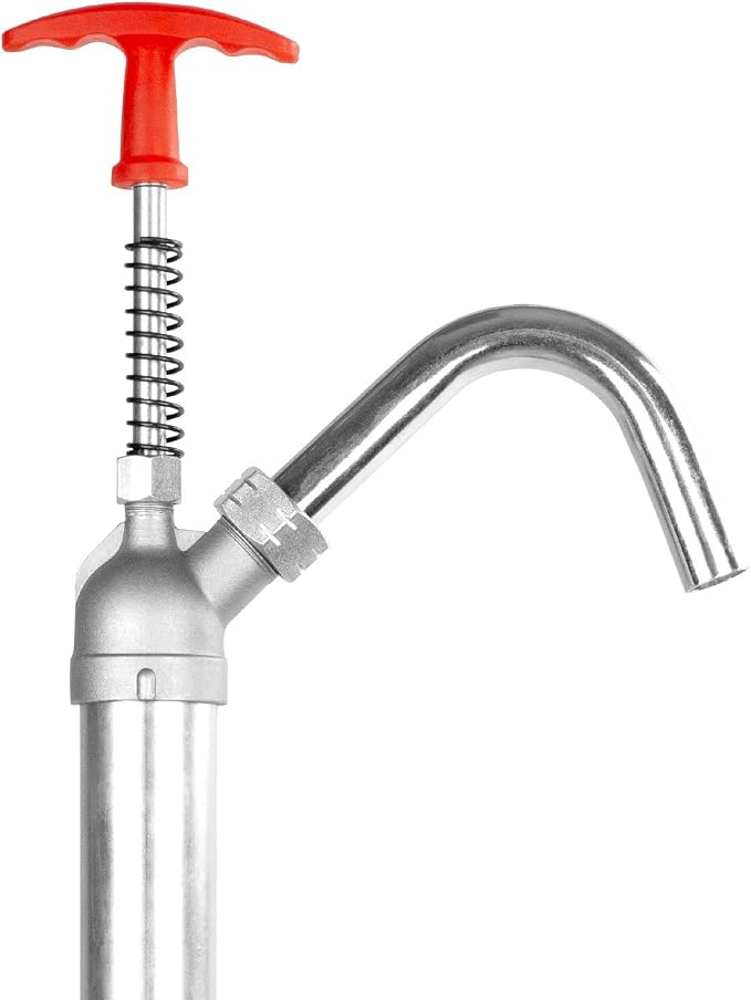 TERA PUMP - Steel Vertical Lift Drum Barrel Pump - Manual High-Efficiency Fluid Transfer for 15 to 55 Gal Barrels, 26oz per Stroke, Versatile for Antifreeze, Diesel, Kerosene and Other Thick Liquids