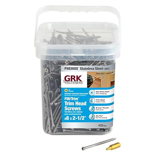 GRK 61730#8 x 2-1/2" FIN/Trim™ 305 Stainless Steel Finish Screws 420 Count