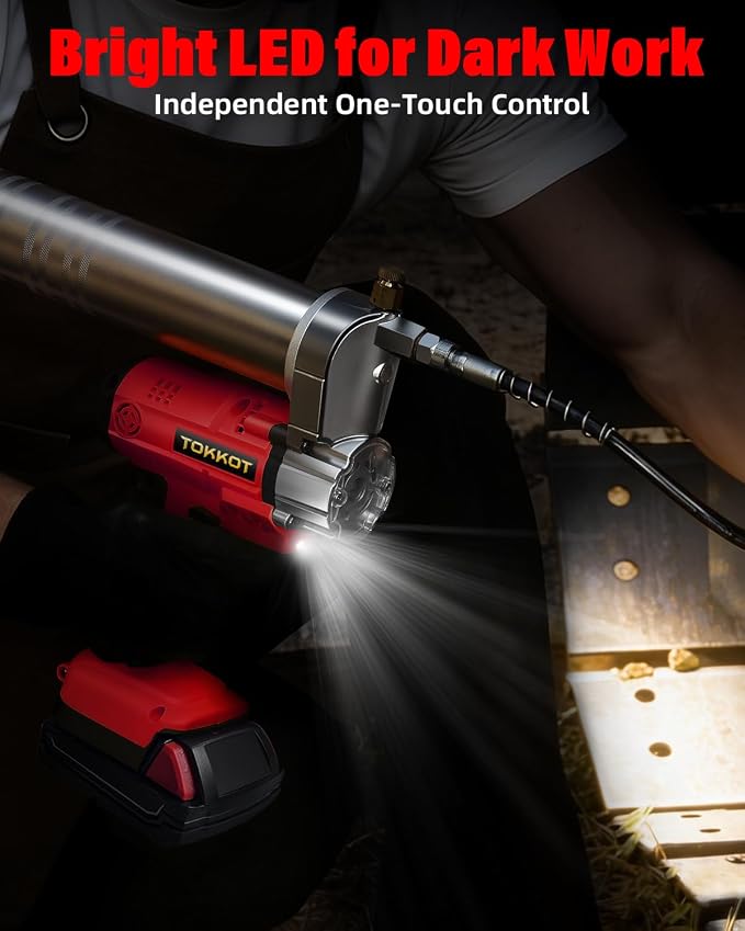 Cordless Electric Grease Gun for Milwaukee M18 18V Battery,12000 PSI Heavy Duty Grease Gun with LED,12" Flexible Hose & 8 Grease Couplers for Car Truck ATV Farm Equipment Lubrication, Tool Only