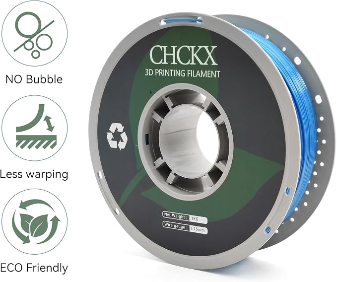PETG 3D Printer Filament, Dimensional Accuracy +/- 0.03 mm, 1kg Spool(2.2lbs), 1.75 mm Fit for Most 3D Printers,Blue