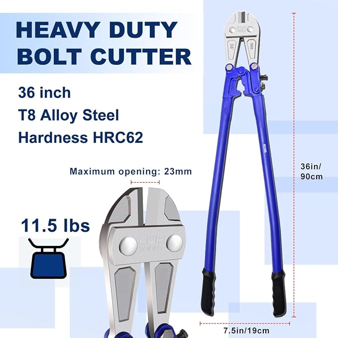 ZrgGea Bolt Cutter 36 inch | Heavy Duty Wire Cutters | Industrial-Grade Heavy-Duty Bolt Cutters, Forged from T8 Alloy Steel, Hardness HRC62, Knives for Cutting Rebar, Screws, Fences and Padlocks