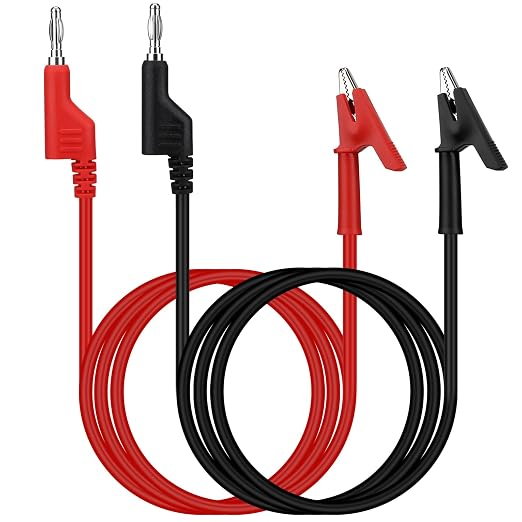 SWANLAKE 2-Piece Banana Plug to Alligator Clip Test Leads, 1000V 15A 3.5ft/1M Multimeter Electrical Alligator Clips, Flexible Copper Cable Banana Plug, Electrical Wires with Gator Clips