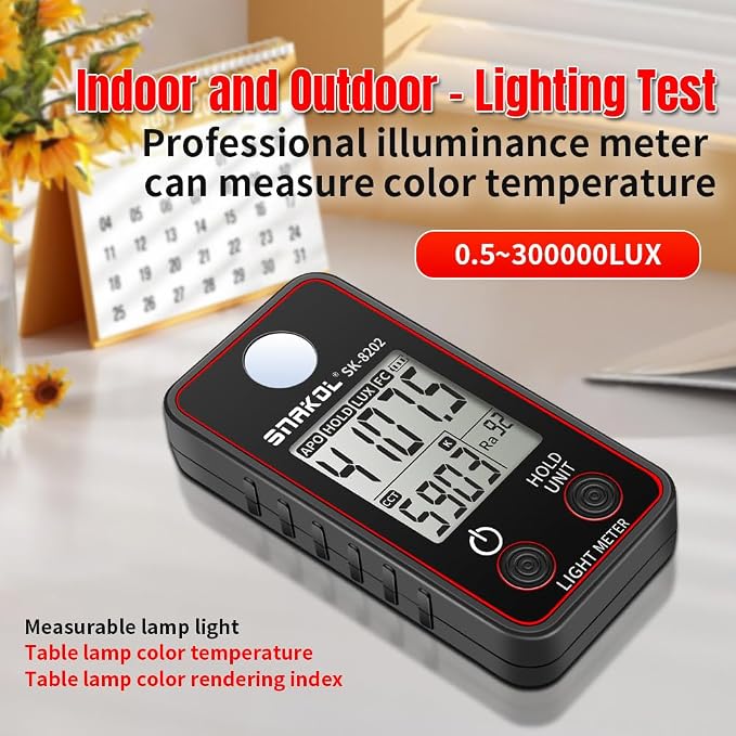 Karlak Color Temperature Tester High Precise Illuminance Meter 0.5-300000LUX LED Illumination Test Meter Photographic Luminance Measuring Device