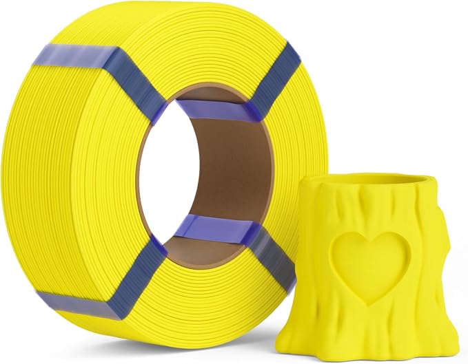 PLA Basic Refill Filament 1.75mm, No Spool 3D Printer Filament, Dimensional Accuracy +/- 0.02mm, Fits for Most FDM 3D Printers, 1KG Yellow