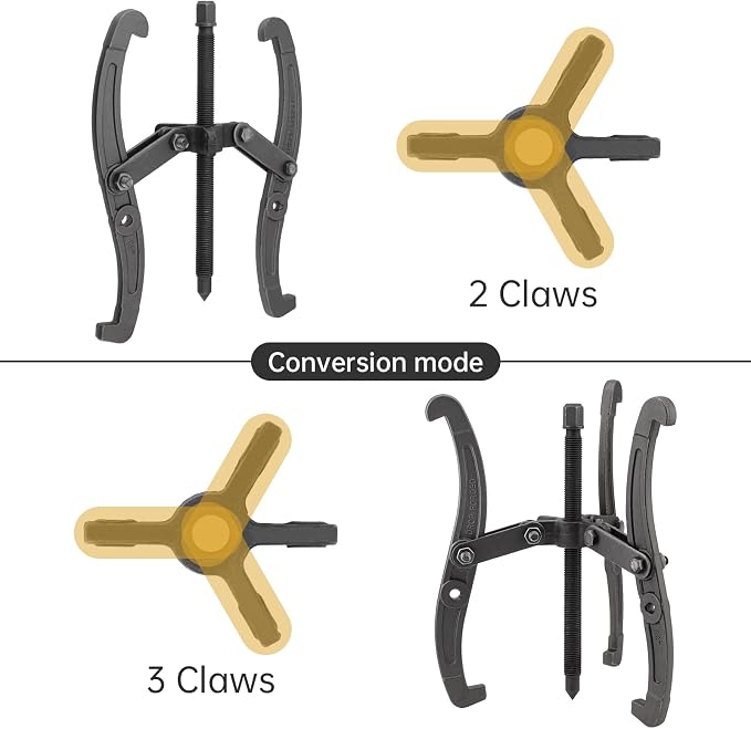 ChgImposs 14 Inch 2 Jaw / 3 Jaw Gear Puller, Multifunction Standard Carbon Steel Bearing Puller with 4 Single Hole Claw Pullers for Car/Mechanical Repairing
