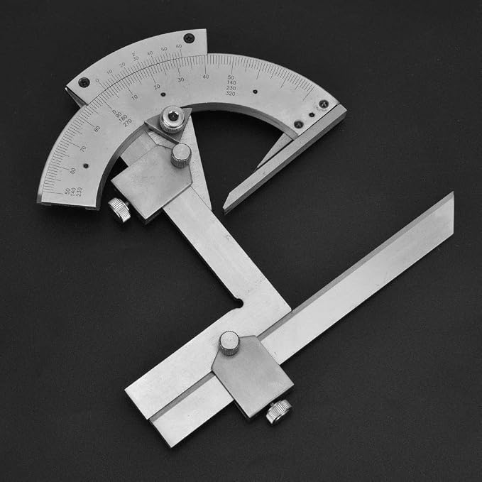 Walfront Universal Carbon Steel Vernier Bevel Protractor 0-320° Exactness Angle Measuring Ruler Tools for Woodworking/Carpenter/Construction Carbon Steel DIY Accuracy 0.02