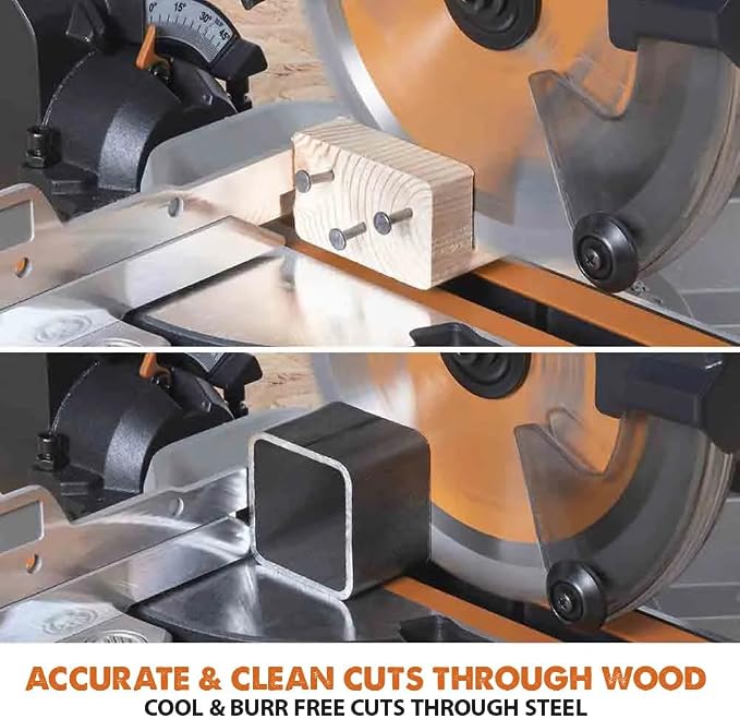Evolution R185SMS-Li 7-1/4" Cordless Sliding Miter Saw - 20V Li-Ion EXT Battery, 850W Motor, Multi-Material 185MM TCT Blade, 45° Bevel & 50° Miter | Includes Battery & Charger