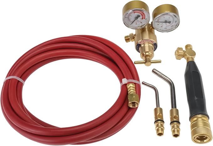5 Pcs Air Acetylene Kit, Torch Kit Swirl, Including1 Acetylene Regulator CGA 200 Weld Gas Welder, Standard Hose, and Fitting