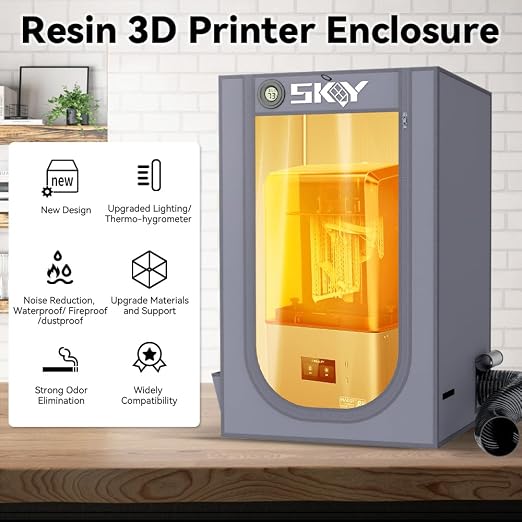 Resin 3D Printer Enclosure with Ventilation, 3D Printer Enclosure Tent Cover Eliminate Odors Dustproof Isolate Noise Compatible with Creality Anycubic Elegoo Series LCD Resin UV 3D Printer -Grey