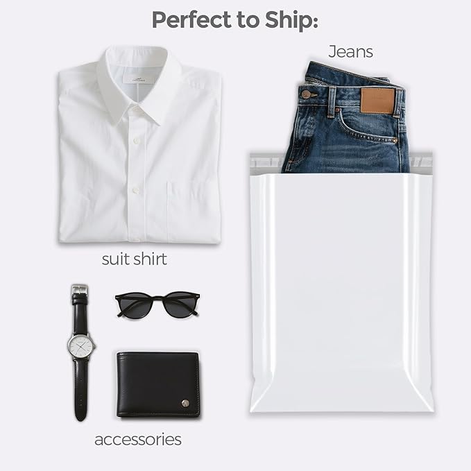 Fuxury Poly Mailers 12x15.5" 500 Pack,White Bulk Shipping Bags for Clothing | Bulk Pack Mailers Poly Bag,Strong Adhesive Packaging,Self Seal Mailing Envelopes for Small Business,Boutique & Online Sellers
