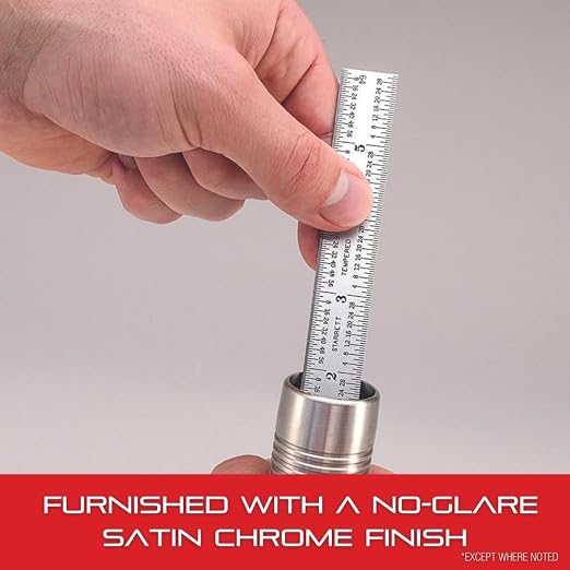 Starrett Spring Tempered Steel Rules with Satin Chrome Finish, Quick Reading and Inch Graduation - 6" Length, 7R Graduation Type, 3/64" Thickness - C607R-6