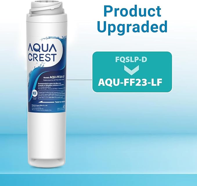 AQUA CREST FQSLF, FQSVF NSF/ANSI 401 Certified, Replacement for GE FQSLF, FQSVF, FQSVN, FQROPF, GXSV65R, Reduces PFAS, PFOA/PFOS (4 Pack)