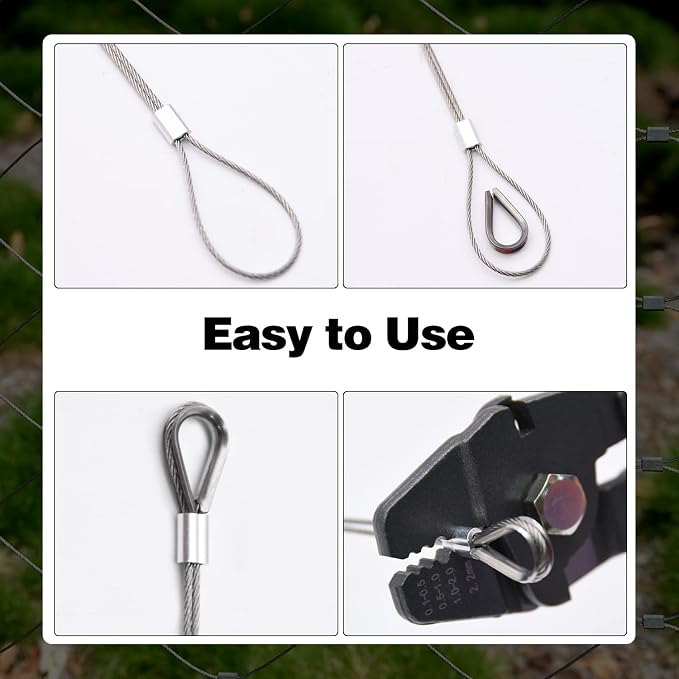 656ft 1/16" Wire Rope Crimping Tool Kit | for Railing, Decking, Picture Hanging