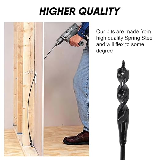 HUAALIUCHE 36× 3/16 ×9/16 -Inch Head Installer Drill Bit Fish Bit for Pulling Wire Through Tight Spaces with Minimal Damage -1 Pack