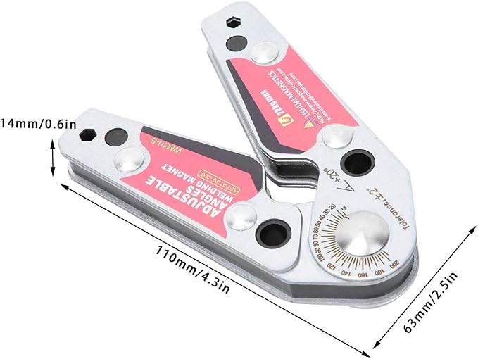 Adjustable Angle Welding Magnets with Wrench, 20-200 Degree Adjustable Angles Welding Magnetic Welding Clamp Holder, Welding Equipment